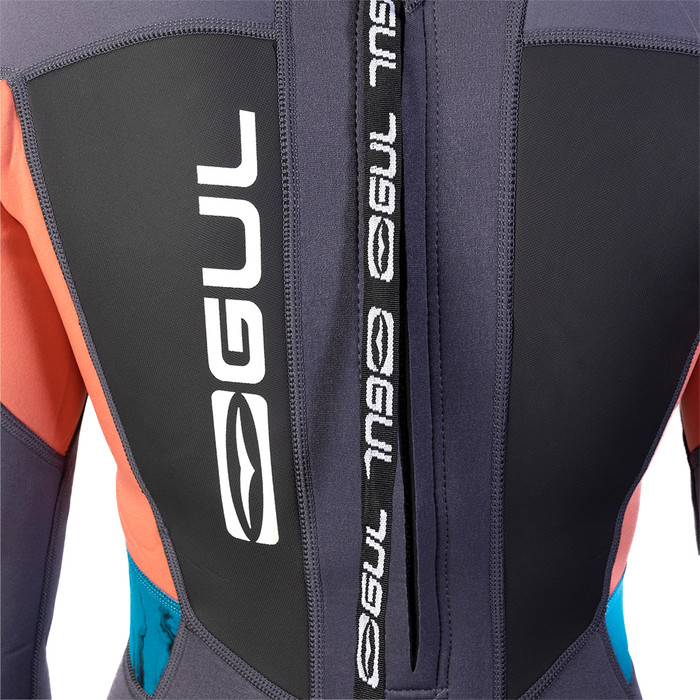 2024 Gul Womens Response 3/2mm Back Zip Wetsuit RE1319-C1 - Grey / Coral